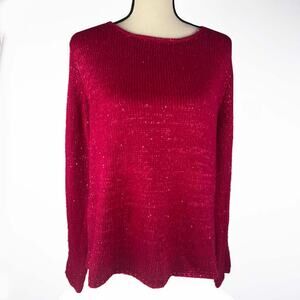 NARCISO RODRIGUEZ for Design Nation Ruby Red Sequin Sweater Size Large